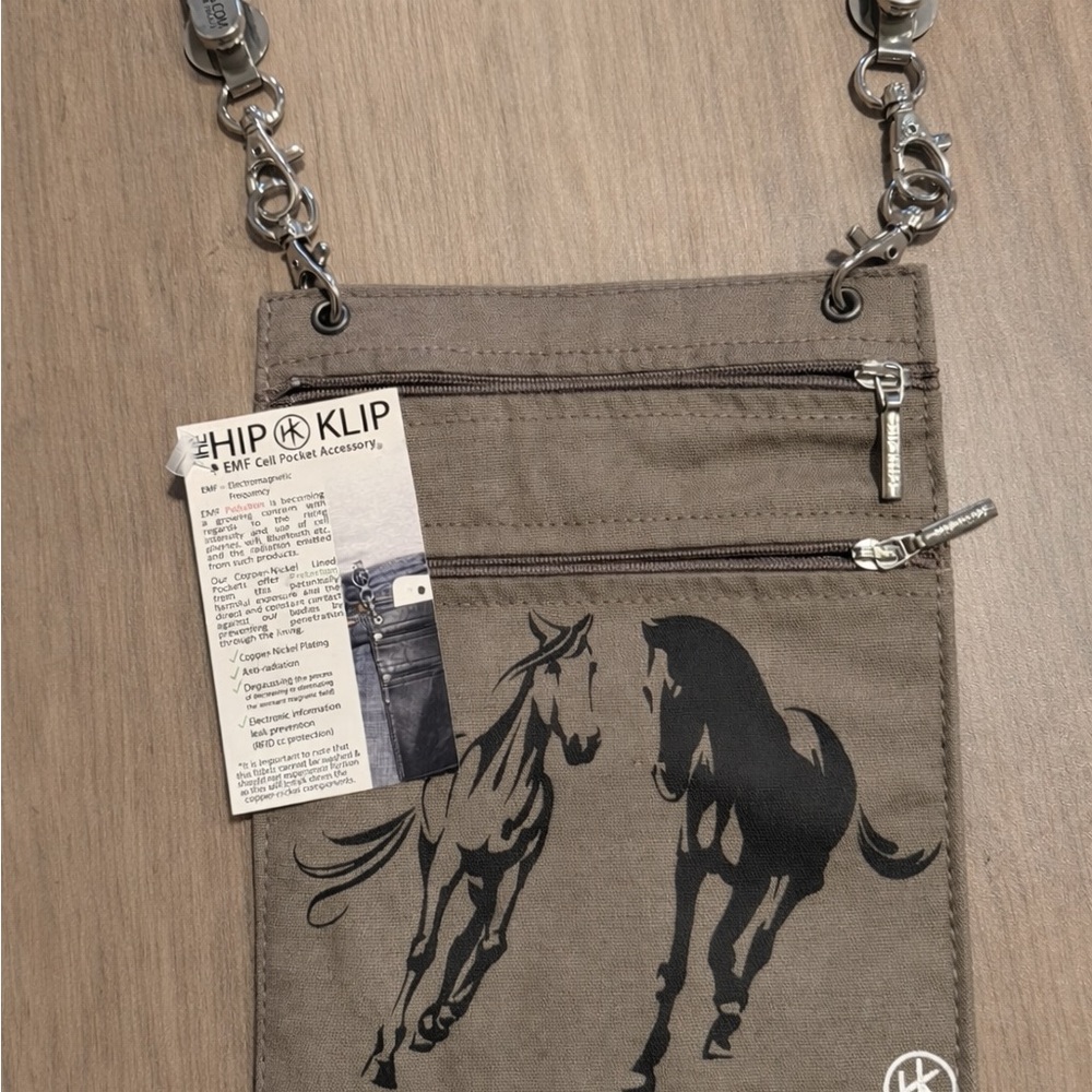 Gray Mini Bag with Horse Design